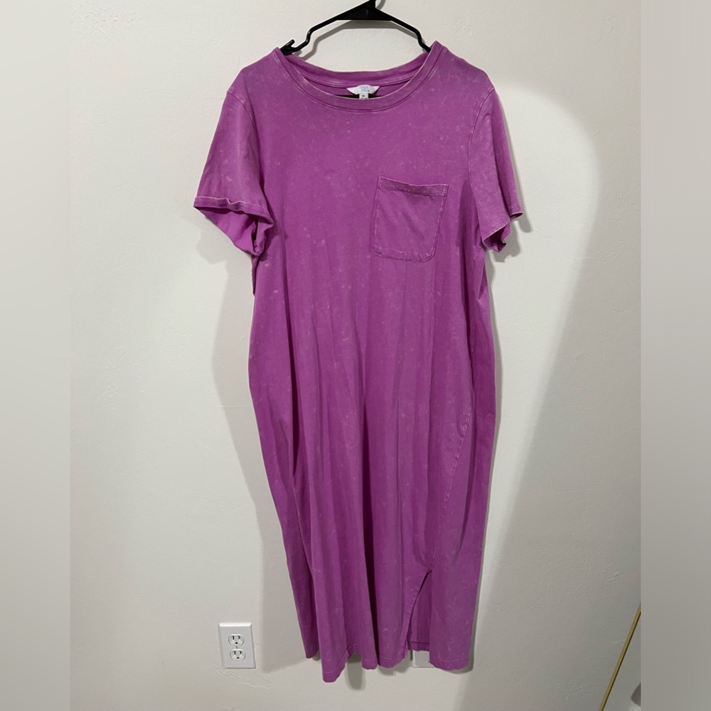 PURPLE MIDI T SHIRT DRESS